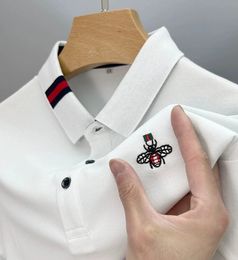 High end brand Little Bee Embroidered POLO Shirt Mens Short Sleeve T-shirt Summer Pure Cotton Breathable Casual Paul Shirt 240520