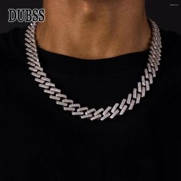 Chains DUBSS Miami Cuban Link Chain For Men Choker Necklace Real Gold Plated Iced Out Cubic Zirconia Hip Hop Jewellery