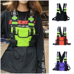 Outdoor Bags Men Tactical Shoulder Reflective Vest Chest Rig Bag Hip Hop Streetwear Functional Waist Packs Adjustable Pockets