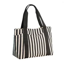 Shoulder Bags Women Striped Canvas Handbag Female Big Tote Bag Ladies Shopping Beach Purses Sac Main Femme