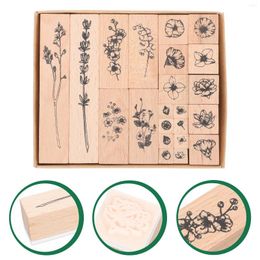 Storage Bottles 22 Pcs Wooden Stamp Set Vintage Decor Decorative Seal Adorable DIY Stamps Diary Scrapbook Crafts Child