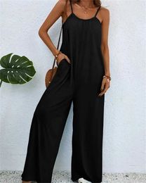 Damen -Jumpsuits Rompers Frühlings- und Sommer 2024 Digitus Digital Druckfarbe Farbverlauf ärmellose lässige Baggy Jumpsuit Y240521