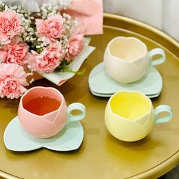 Mugs 1 Set Elegant Ceramic Tulip Coffee Mug With Smooth Surface Heat-resistant Tea Cup Flower Pot For Home