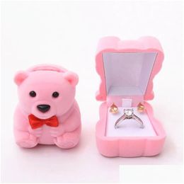 Other Event Party Supplies 1Pc Lovely Veet Gift Box Cute Bear Jewelry Wedding Ring Necklace Case Earrings Holder For Display Drop Dhqyk