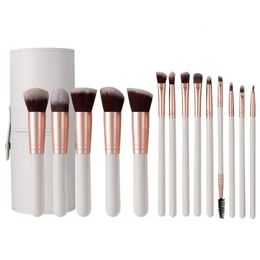 White Professional Makeup Brushes Set 14pcs Makeup Brush Cosmetic Foundation Powder Eyeshadow Brush Kit Make Up Beauty Tools 240521