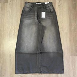 Women's Jeans American Hip-hop Gothic Classic Faded Street Retro Y2k Trendy Letter Pocket Teen Low-waist Baggy Denim Wide-leg Pants