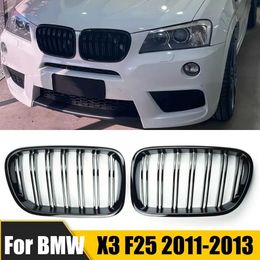 Other Exterior Accessories 1Pair Racing Grill Gloss Black Car Front Bumper Grilles For BMW X3 F25 2011-2013 Kidney Grille New Accessories Replacement T240520