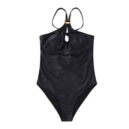 New European and American Fashion Swimsuit Women's Swimsuit Solid Sexy Black One Piece Swimsuit 24002