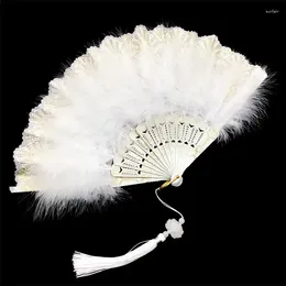 Decorative Figurines Feather Cute Folding Fan Foldable Favours Wedding Portable Personalised Lace Decoratons Supplies