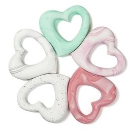 Teethers Toys Cute idea 1 silicone slotted heart-shaped tooth pendant necklace holder handcrafted hanging toy baby gift tooth charger S52112