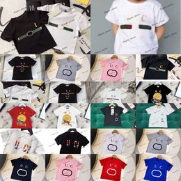 2024 Round Crew-Neck T Shirt Designer shirts Tshirts Tee Kids Toddler Interlocking G tshirt Letter Cherry Stripe Printed Sweat shirt boy girls Summer Short Sleeve tee