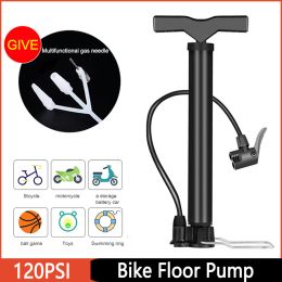 MTB Bicycle Pump 120PSI Bike Bike Manual Air Pump Air Floor Pump High Pressure Cycling Ball Bicycle Tyre Hand Inflator Pump