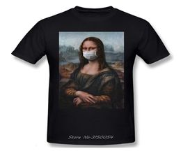 Summer TShirt Men Mona Lisa Funny Monalisa Mask Tshirt Oneck Cotton Graphic T Shirt Short Sleeve Tees Printed Harajuku3611167