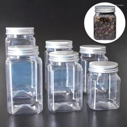 Storage Bottles 1PC Refillable Jars Clear Aluminium Cap Round Canister Travel Bottle Pot Wide Mouth Plastic Container 200ml-500ml