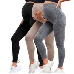 Leggings femininas ajustáveis ​​Autumn High Stretch Crop Gretin Feminino Calças de ioga de algodão Legging calças casuais L2405