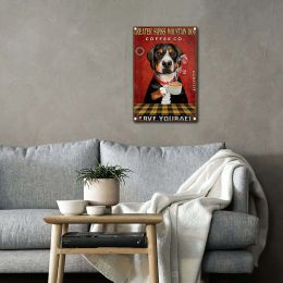Vintage Tin Sign Greater Swiss Mountain Dog Coffee Serve Yourself for Home Kitchen Garage Cafe Decor 8x12inch