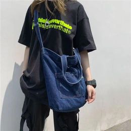 Evening Bags Denim Canvas Women's Shoulder Handbags Japanese Large Capacity Bag 2024 Korean Version Student Versatile Tote