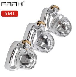 FRRK Sissy Cage Ultra Small Authentic Metal Cock Device Steel Bird Lock Penis Rings Large BDSM Bondage Sex Toys for CBT S08256255872