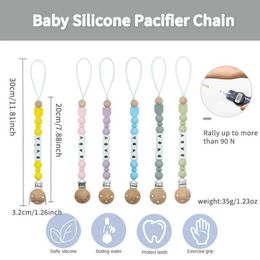 Pacifier Holders Clips# Personalised name for baby pacifier clip wooden dummy Nipple stand clip chain silicone teeth baby gift Customised tooth toy d240521
