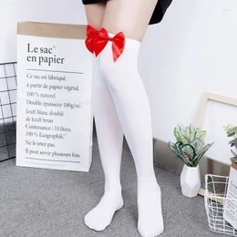 Women Socks Sexy Bow Silk Stockings For Japanese Style JK Lolita Thigh High White Black Long Pantyhose Nightclub Party