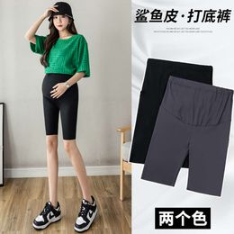 Summer Thin Nylon Maternity Short Half Legging Seamless Slim Belly Safety Pencil Pants for Pregnant Women Pregnancy Yoga Shorts L2405