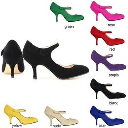 Dress Shoes Women Shoes Mid Heels High Pumps Ladies Pointed Toe Multicolor Fashion Sexy Suede 1184-2VE H240521