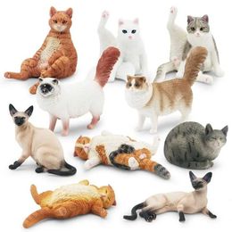 Novelty Games Cute Simulation Pet Cat Model Lying Sleeping Kitten Statue Ragdoll Siamese Orange Cat Figurine Miniature Ornaments Kids Gifts Y240521