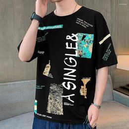 Men's Tracksuits Men T-shirt Shorts Set Round Neck Letter Print Sport Suit With O-neck Tee Shirt Elastic Waist For Active