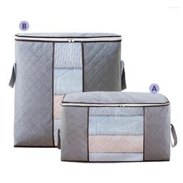 Storage Bags Clear Window Clothes Quilt Bag Foldable Thickened Non-woven Fabric Large Capacity Closet Clothing Organiser