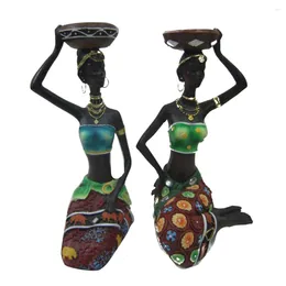 Candle Holders 2pcs Resin Statue Ornaments Bedroom Sculpture Restaurant Desktop Moisture Proof Wedding Candlestick Home Decor African Women