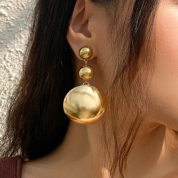 Creative Vintage Big Round Smooth Ball Drop Earrings Women Girls Unique Piercing Hanging Earrings Wed Bridal Jewellery