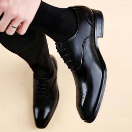 Casual Shoes Men's Club Leather Fashion Oxfords Men 2024 Vintage Lace-Up Business Footwear