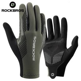 ROCKBROS Full Finger Cycling Gloves Spring Summer Breathable Touch Screen Bike Gloves SBR Shockproof MTB Road Bicycle Gloves 240521