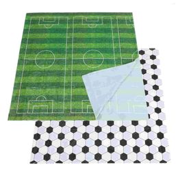 Table Cloth 2 Pcs Football Themed Tablecloth Soccer Protective Cover Picnic Rectangle Pe Birthday Party Decorations