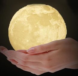 Rechargeable 3D Print Moon Lamp Touch Switch Bedroom Bookcase Night Light Home Decoration Valentine039s Day Kid039s Gift 3 C4766584