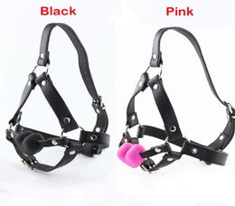 Strap On Harness PU Leather Bondage Mask Gear HeartShaped Solid Mouth Gagged Ball Horse With Type Oral Fixation Mouth Stuffed Sex8948724