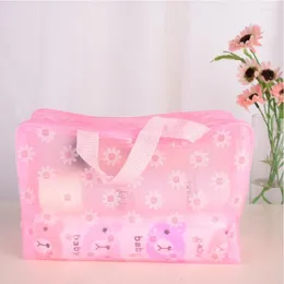 Storage Bags PVC Waterproof Toiletry Bag Floral Pattern Bath Pouch For Travel 20 16 9cm Use