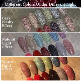 7.5ml UR SUGAR Reflective Glitter Gel Nail Polish Summer Colors Semi Permanent Soak Off UV Gel Fluorescent Nail Art Varnish