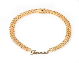 Custom Art Font Name Miami Cuban Link Necklace Gold Silver Plated Luxury Micro Paved CZ Cuban Joining Chain8561307