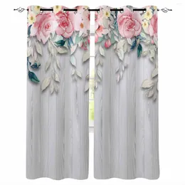 Curtain Flower Fence Watercolour Hand-Painted Curtains For Windows Drapes Modern Printing Living Room Bedroom