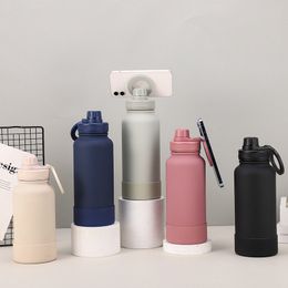 Stainless Steel Sport Water Bottles With Magnet Lids Magnetic Phone Holder Cups Double Wall Insulated Vacuum Tumblers