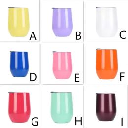 Colourful 12oz Wine Tumbler with Lid 304 Stainless Steel Flute Tumblers Double Wall Wine Glass multicolour