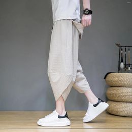 Men's Pants Harem For Men Fashion Summer Cropped Retro Striped Casual Trend Large Size Baggy Wide Leg Clothing