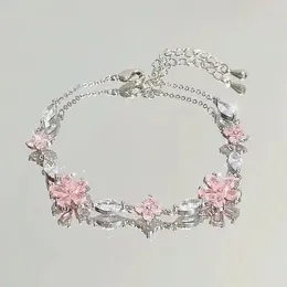 Charm Bracelets Elegant Crystal Flowers Bracelet For Women Y2K Sweet Girls Moon Blossom Bow Zircon Luxury Jewellery Gift