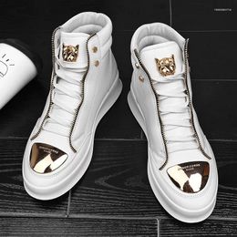 Casual Shoes High Top Men Sneakers 2024 Fashion Skateboard Leopard Platform Shoe Sport Training Men's Ankle Boots