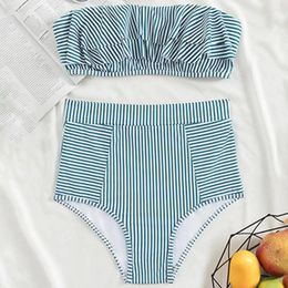 Women's Swimwear Low-cut 2 Pcs/Set Sexy Water Spa Summer Bikini Set Wireless High Waist Women Clothing