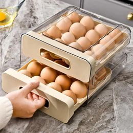 Storage Bottles Space-saving Egg Rack Stackable Holder For Fridge Drawer Automatic Rolling Container With Lid Plastic Dispenser Home