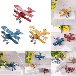 Aircraft Modle Retro biplane model mini character home decoration metal iron airplane model airplane childrens room hanging decoration childrens gifts S5452138