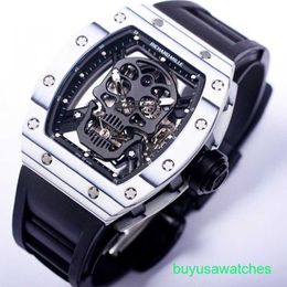 Male RM Wrist Watch Active Tourbillon Watch Mens Skeleton Mechanical Watch Fashion Bucket Silicone Tape Watch