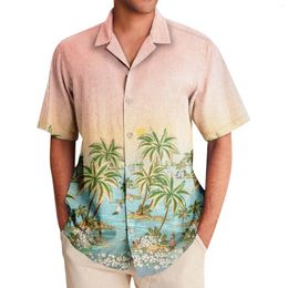 Men's T Shirts Hawaiian Shirt For Men Vintage Button Down Bowling Short Sleeve Summer Beach Fashionable And Simple